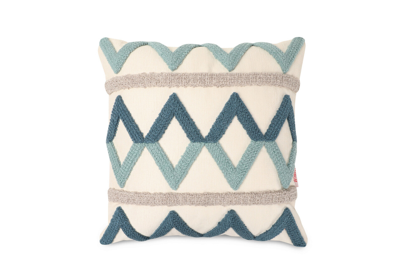 Set perne decorative	, Moon Beach Pillow Set With İnsert, 20% in, 80% poliester, Turcoaz / Gri / Bleumarin / Crem