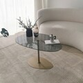 Masuta de cafea, Neostill, Porto, 90x40x60 cm, Sticla temperata, Gri inchis/Auriu
