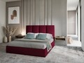 Pat tapitat cu somiera rabatabila si lada depozitare, Juniper, Mazzini Sofas, 208x170x104 cm, catifea, bordo