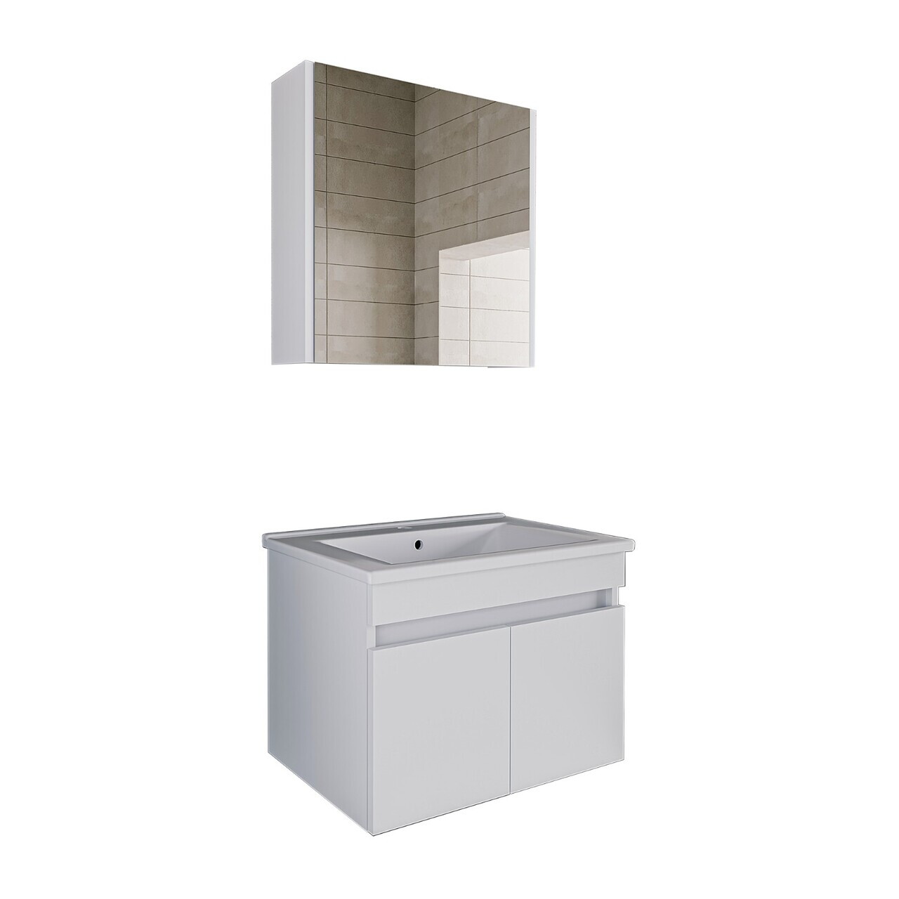 Set Dulap de Baie cu Chiuvetă și Oglindă (2 Piese), Hanah Home, 1324, MDF-LAM, Alb mat — imaginea 6