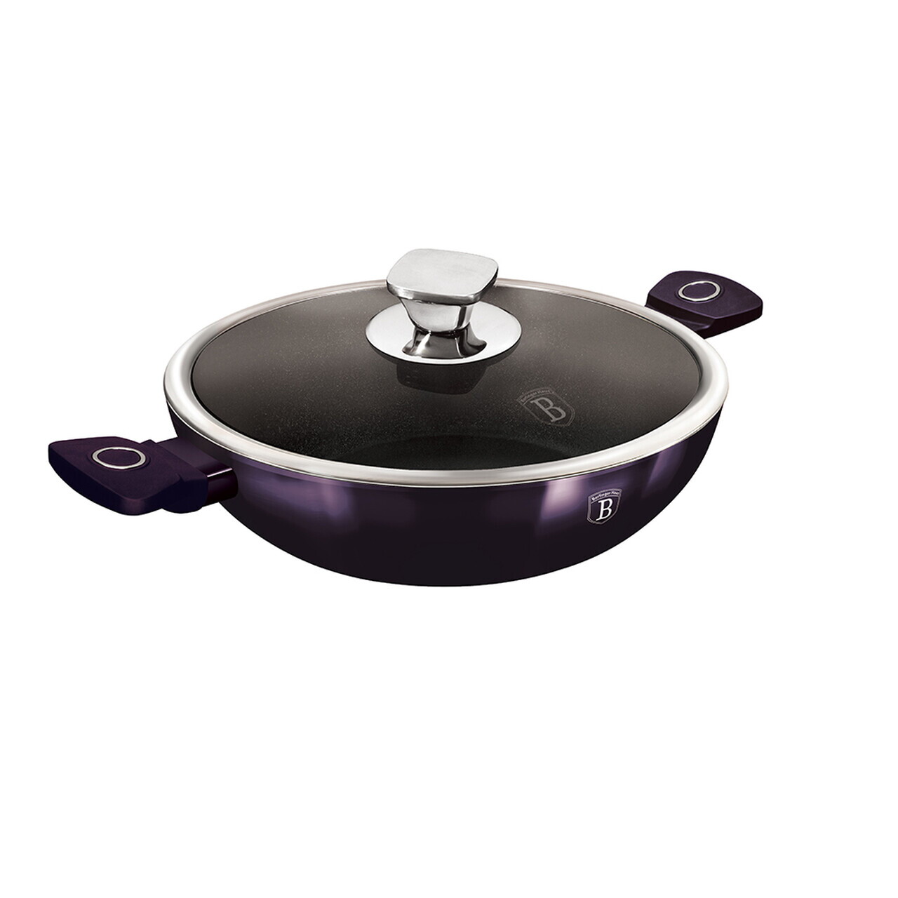 Tigaie Wok cu capac Berlinger Haus, Purple Eclipse, 30 cm, aluminiu forjat, mov - imagine 4