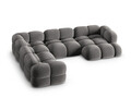 Coltar panoramic stanga 5 locuri, Loretto, Cosmopolitan Design, 345x250x68 cm, catifea, gri