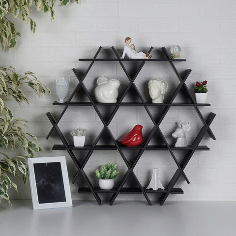 Raft pentru decoratiuni, HEXSYH-M, 70x67x11 cm, Carton, Negru