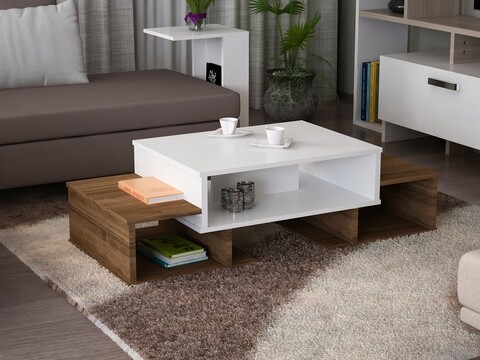 Masuta de cafea Sarafina White, Furny Home, 103x60x40cm, alb/aluna 103x60x40cm