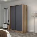 Dulap pentru haine, Minerva, Kale Anthracite Oak, 120x190x60 cm, PAL, Antracit / Stejar