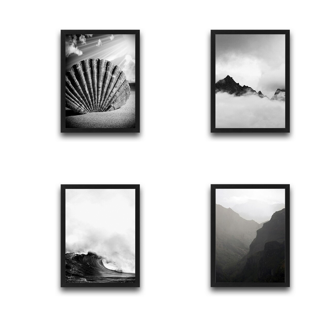 Set 4 tablouri decorative, Wave Set, PAL, Hartie, Multicolor - 1 | YEO