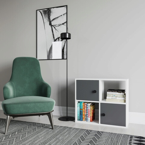 Corp biblioteca, retricy, tuttle, 72x25x62.6 cm, pal, alb / antracit