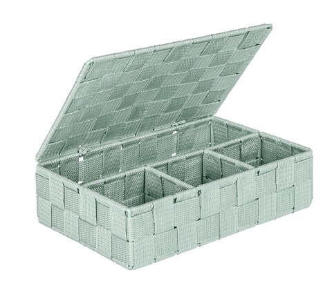 Organizator pentru baie cu 4 compartimente, Wenko, Adria Small, 17 x 7.5 x 26 cm, 100% polipropilena, verde