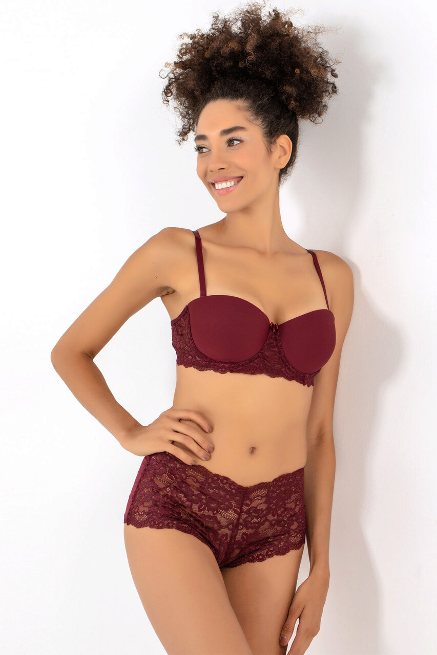 Set lenjerie intima sutien si chiloti, 999MRE1604 - 90, Miorre, Rosu claret - view 3