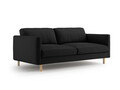 Canapea 3 locuri, Eden, Micadoni, 173x92x90 cm, catifea, negru