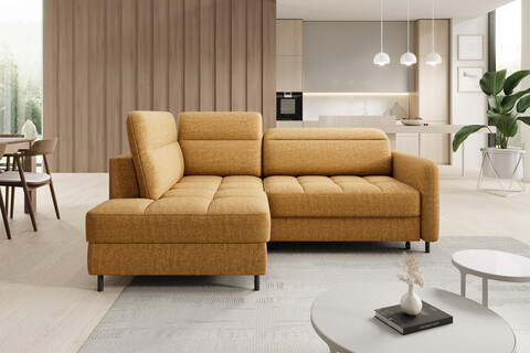 Coltar extensibil stanga 3 locuri ELTAP, LT-45MAN, Barea, 208x160x100 cm, lemn/poliester, mustar