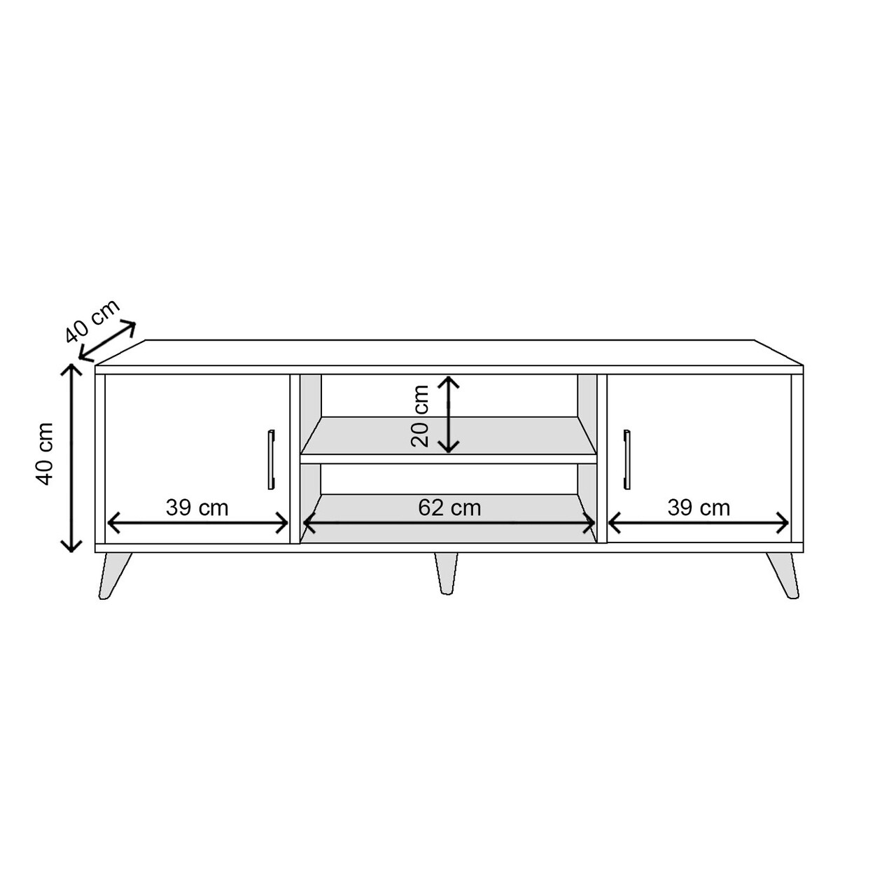 Comoda TV, Lacivert, Deniz, 150x55x40 cm, Stejar