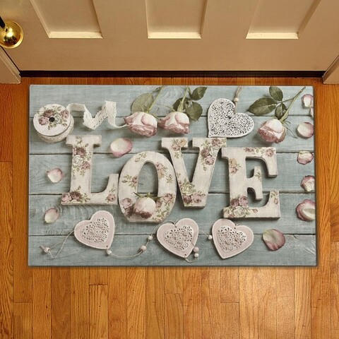 Covoras de intrare love rose, casberg, 38x58 cm, poliester,