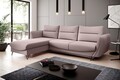 Coltar extensibil stanga 3 locuri ELTAP, LT-101GO, Silva, 276x201x100 cm, lemn/poliester, roz deschis
