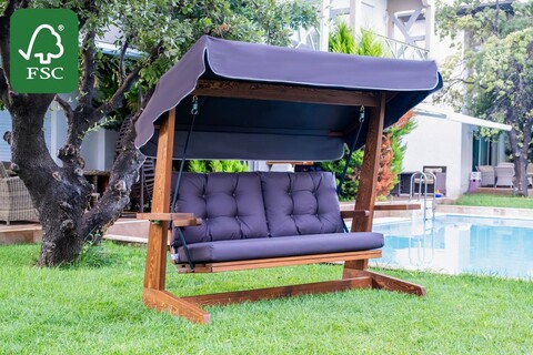 Balansoar de gradina 3 locuri, Swingo, Viva 2200, 220x100x175 cm, Cadru: 100% MID, Antracit
