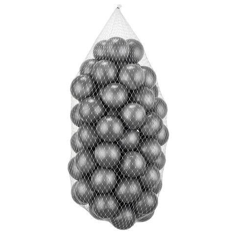 Set 50 bile pentru piscina de joaca, Wellgro, Bubble Pops, Ø7 cm, plastic, gri mezoni.ro