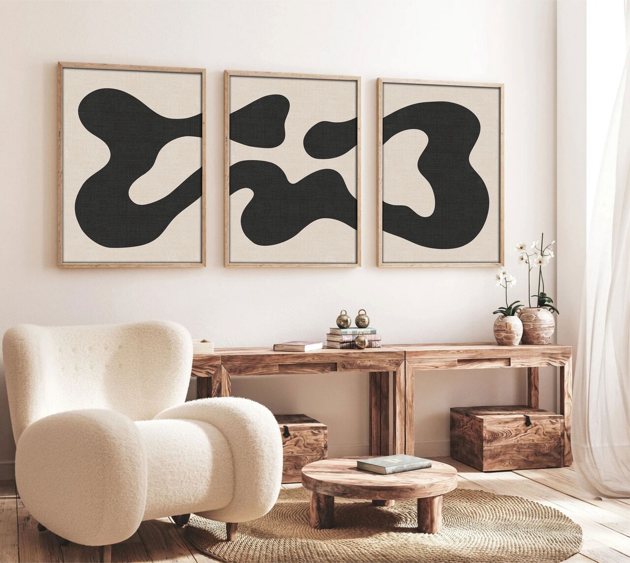 Set 3 tablouri decorative, Huhu199, Cadru: 100% LEMN MASIV (Grosime: 2,5 cm), Multicolor - view 3