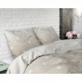 Lenjerie de pat dubla Twinkle Stars Sand, Sleeptime, 3 piese, 200 x 220 cm, cotton blended, crem cu alb