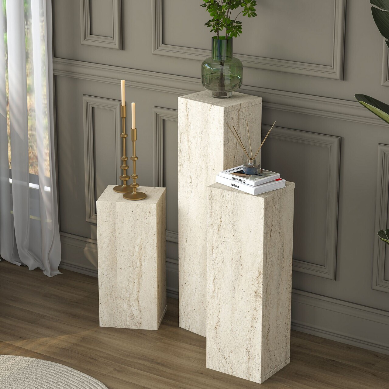 Set masute 2 piese, Hanah Home, AD106, PAL melaminat, Travertin - view 3