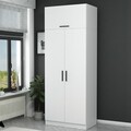 Dulap pentru haine, Minerva, Kale White, 90x255x52 cm, PAL, Alb