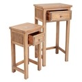 Set 2 masute cu sertar, Creaciones Meng, lemn de pin/inox, natural