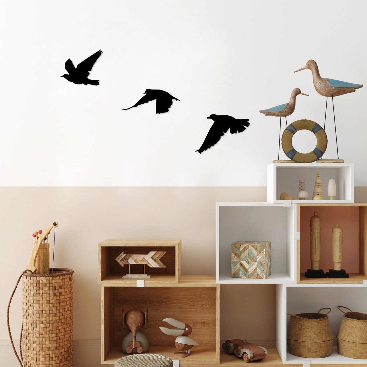 Decoratiune de perete, Birds, Metal, 15 x 13 cm, Negru - 2 | YEO
