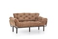 Canapea extensibila cu 3 locuri, Futon, 859FTN2868, Metal, Maro deschis