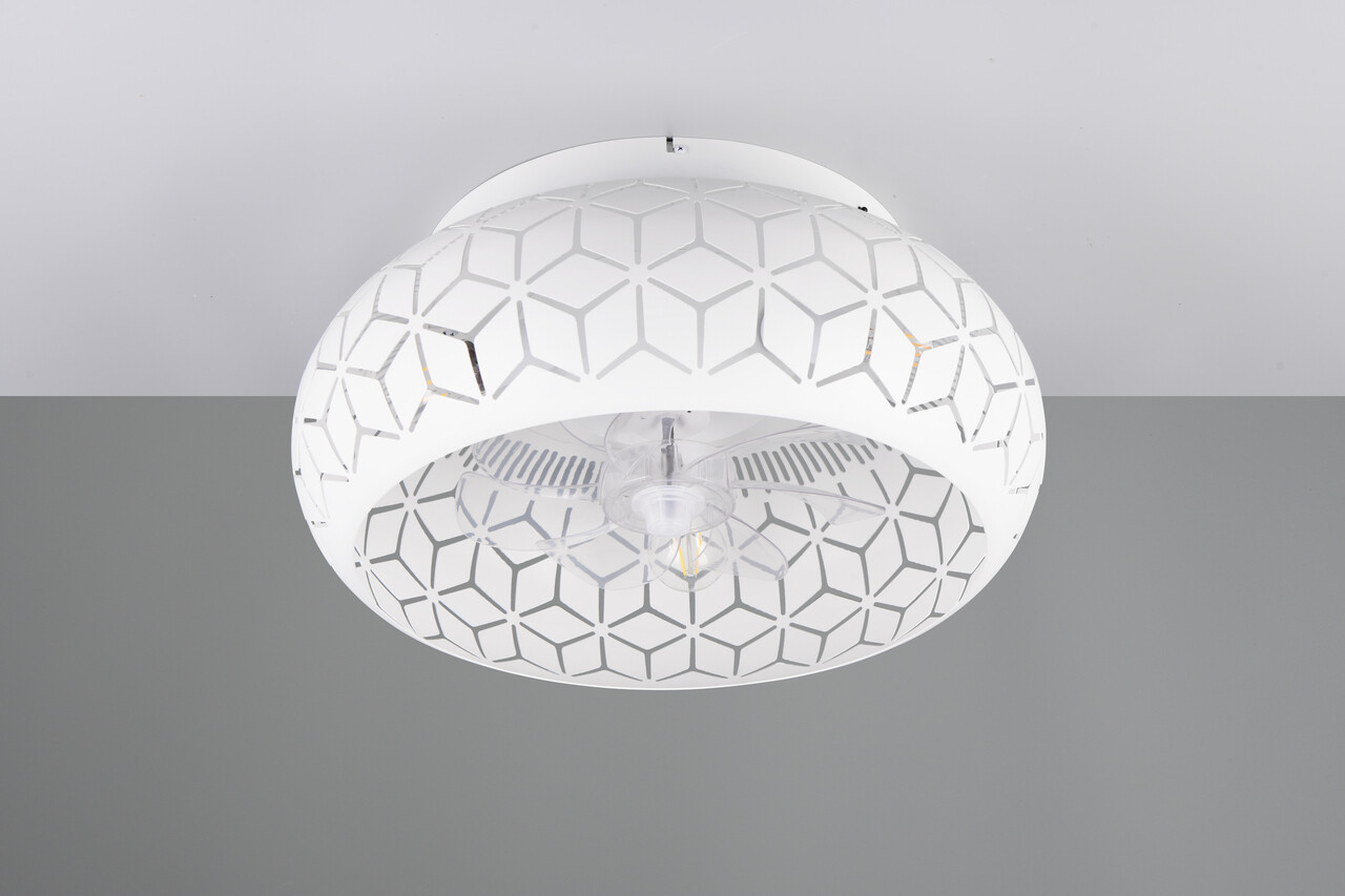 Plafoniera cu ventilator Bidar, RL, 50x22 cm, 10W, 3x E27, metal, alb mat - 1 | YEO