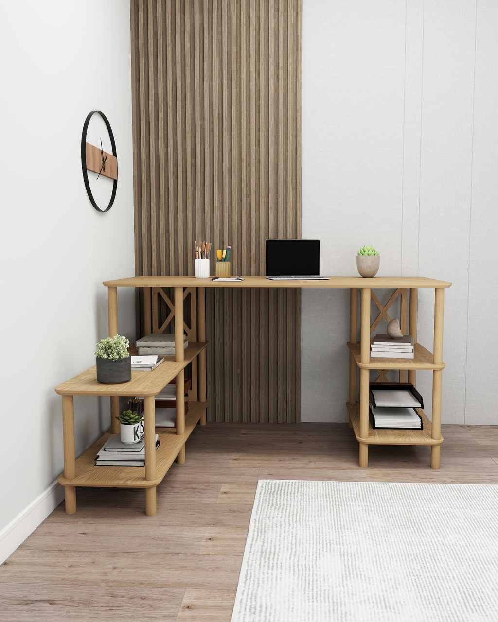 Birou, Hanah Home, Legno, 145x75x65 cm, Stejar - view 3