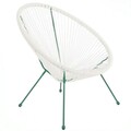 Scaun pentru gradina Acapulco, 70 x 80 x 85 cm, otel/ratan sintetic, alb/albastru cyan