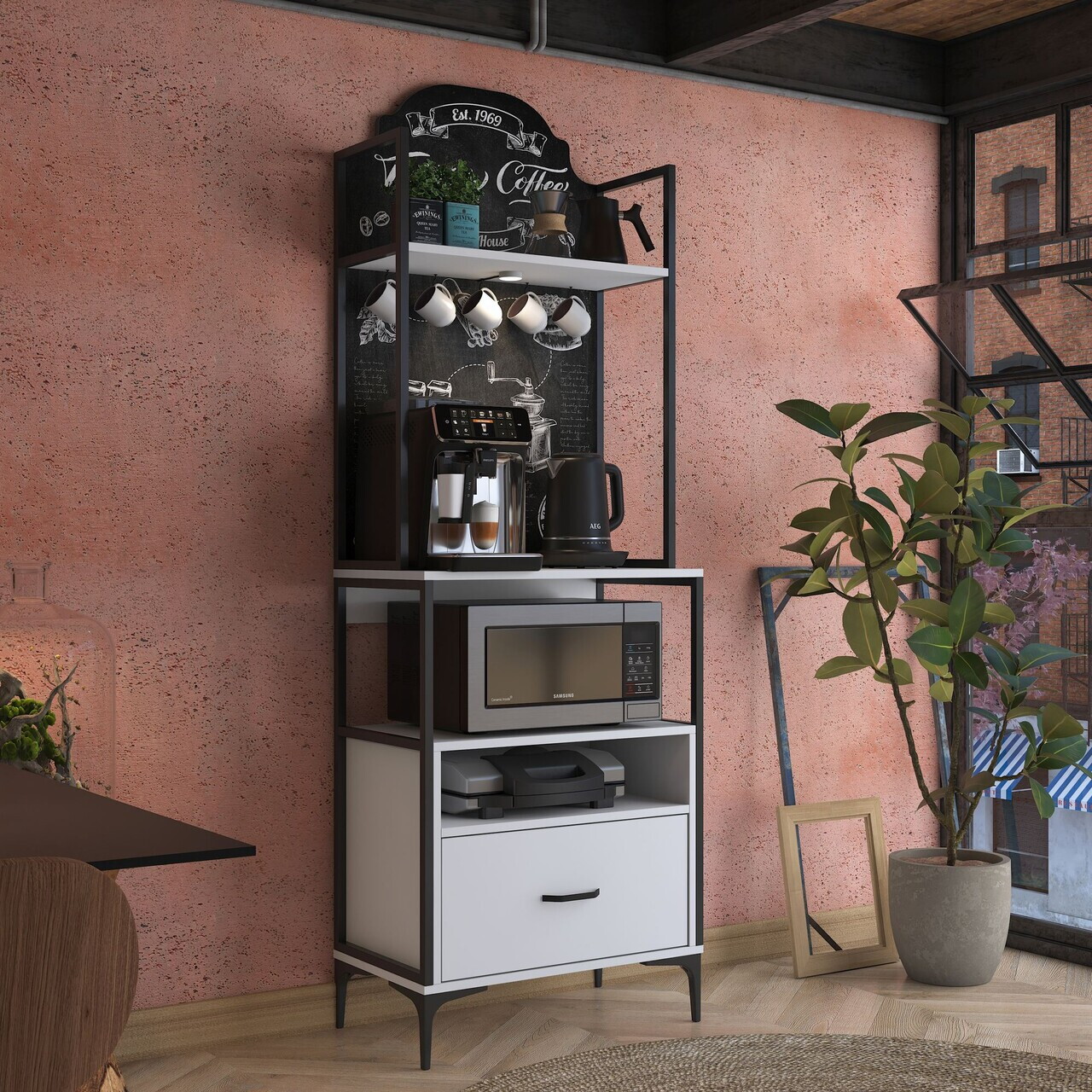 Dulap multifunctional, Hanah Home, JE155, 70x205x40 cm, PAL melaminat, Alb - view 3