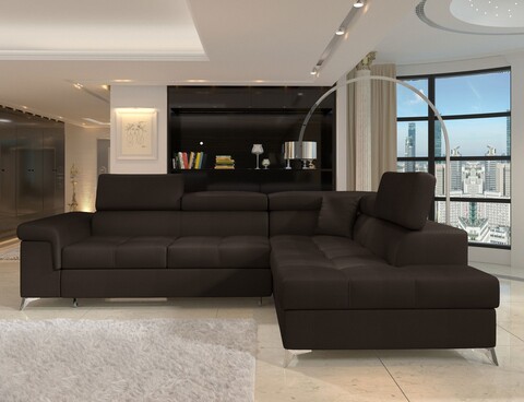 Coltar extensibil dreapta 4 locuri ELTAP, ERI-07, Eridano, 275x202x88 cm, lemn/poliester, maro inchis