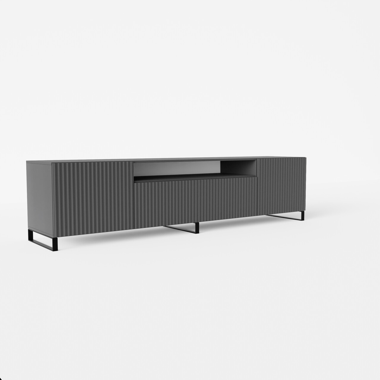 Comoda TV ADRK, Noemi, 200x41x53 cm, PAL melaminat/MDF, grafit — imaginea 3
