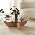 Masuta de cafea, Neostill, Lily, 90x30x90 cm, Sticla temperata , Maro