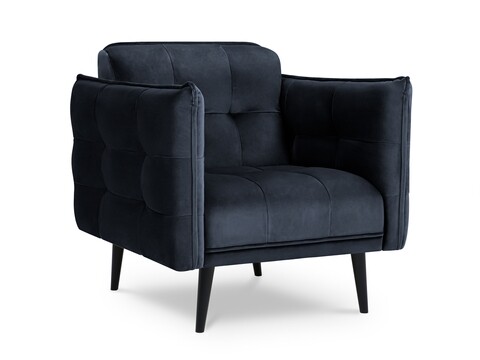 Fotoliu, Canna, Mazzini Sofas, 90x100x88 cm, catifea, albastru inchis