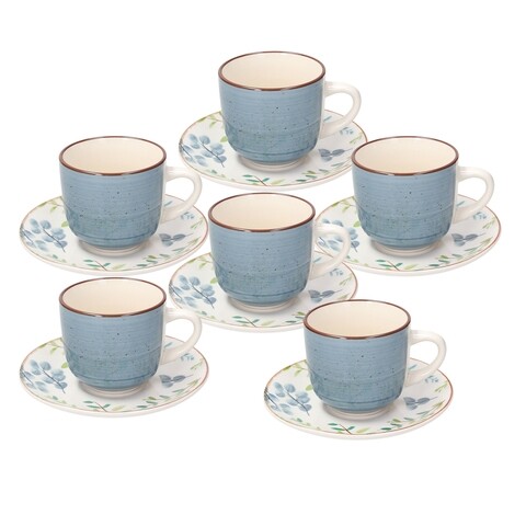 Set 6 cesti de ceai cu farfurie Metropolis Gaia, Tognana, 250 ml, ceramica, multicolor