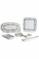 Set de mic dejun, Hermia, 208PEK1105, Portelan, Platou cu măsline: 25 cm (2 bucăți), Alb/Albastru