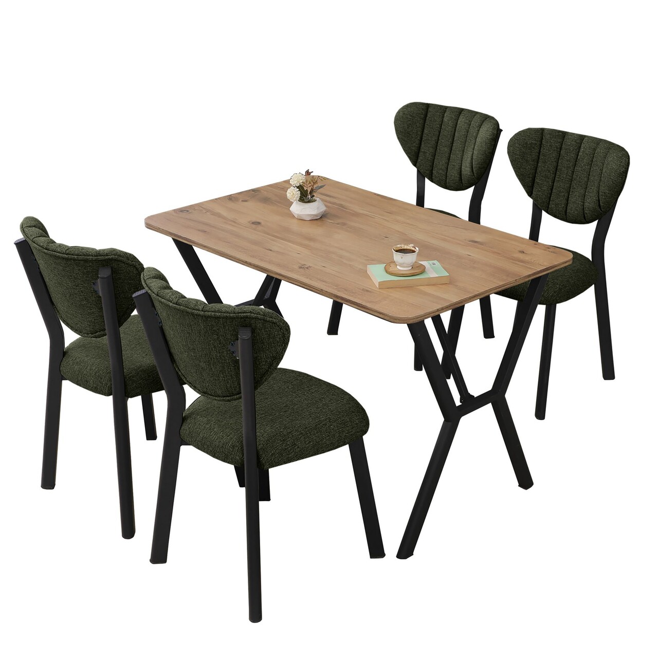 Set masa extensibila si scaune, Hanah Home, Elma, Verde / Nuc - view 3