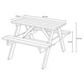 Set masa pliabila + 2 banchete, Kids Picnic, 75 x 85.5 x 53 cm, natural