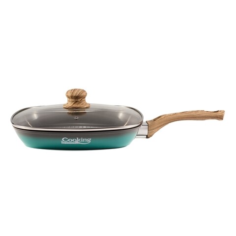 Tigaie grill cu capac green nature, heinner, 28x4 cm, aluminiu turnat