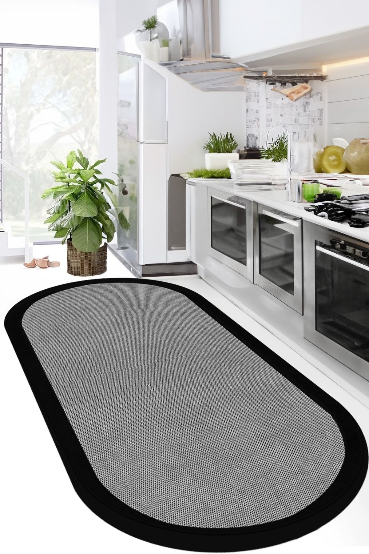 Covor, clr-7027grioval-10018, 100x250 cm, Poliester, Gri