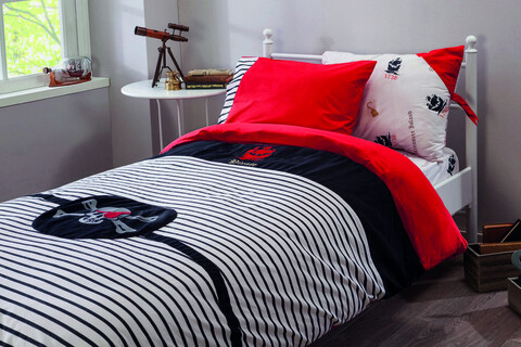 Set lenjerie de pat pentru o persoana Young, Pirate (160x220 Cm), Çilek, Bumbac