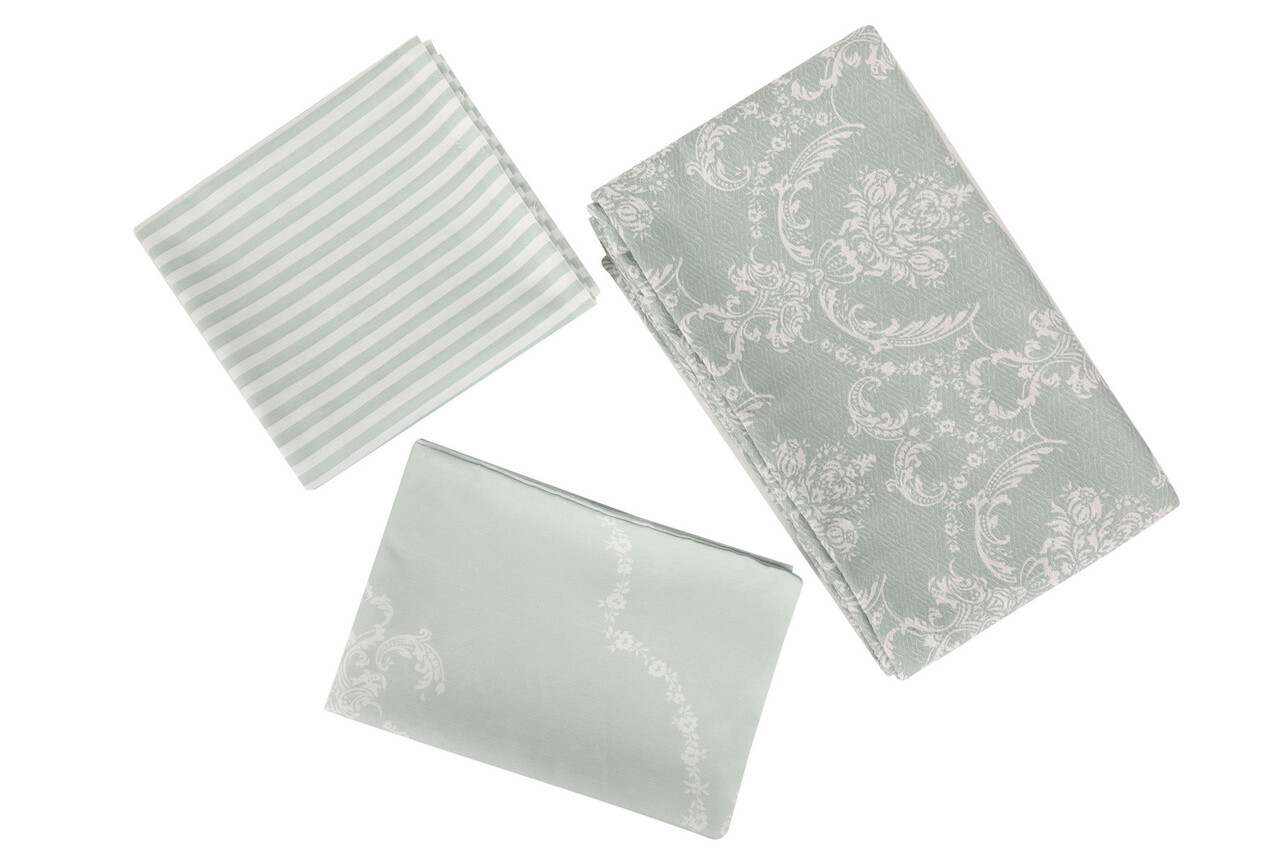 Set cuvertura pique Single, Pure - Water Green v2, EnLora Home, Bumbac