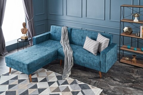 Coltar extensibil pe stanga dublin, balcab home, 230x75x90 cm, lemn, turcoaz