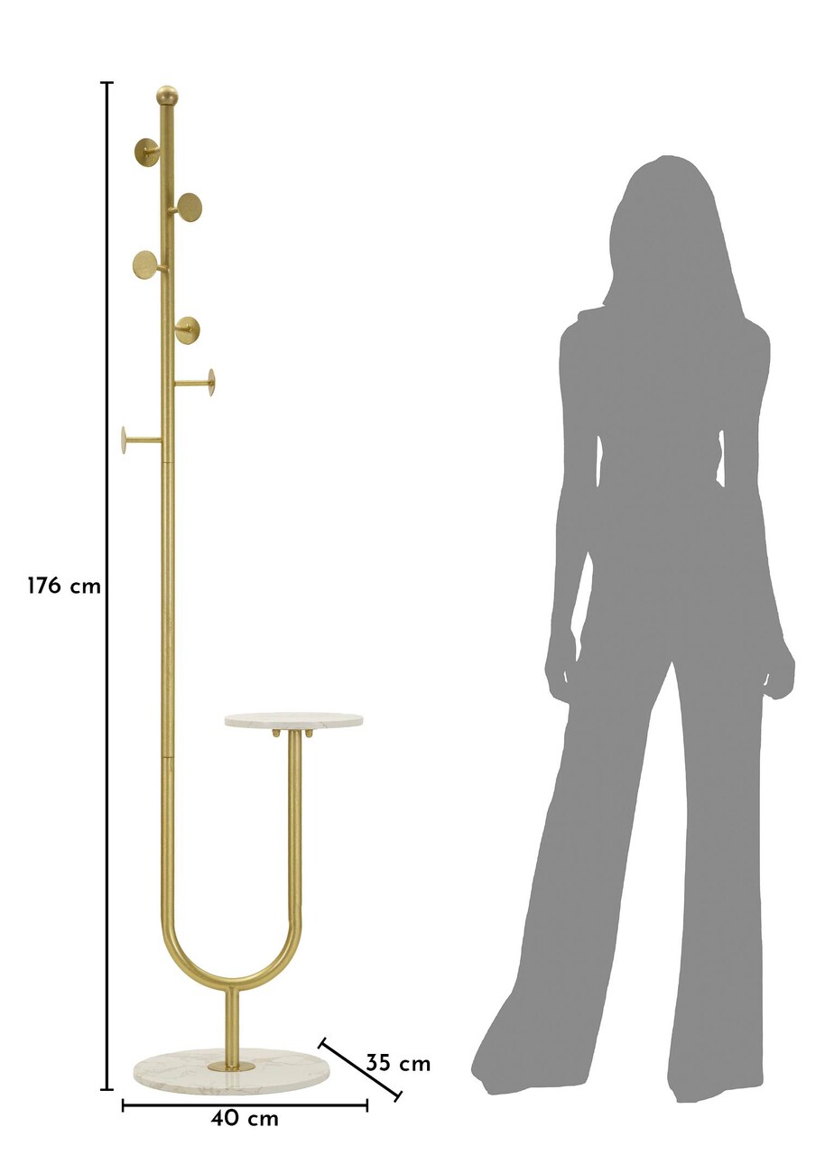 Cuier, Mauro Ferretti, Shelf, 40x35x176 cm, metal/imitatie de marmura, auriu/alb - imagine 9