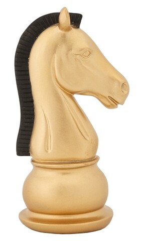 Decoratiune piesa sah, Mauro Ferretti, Horse, 10.5 x 8.5 x 19 cm, polirasina, auriu/negru