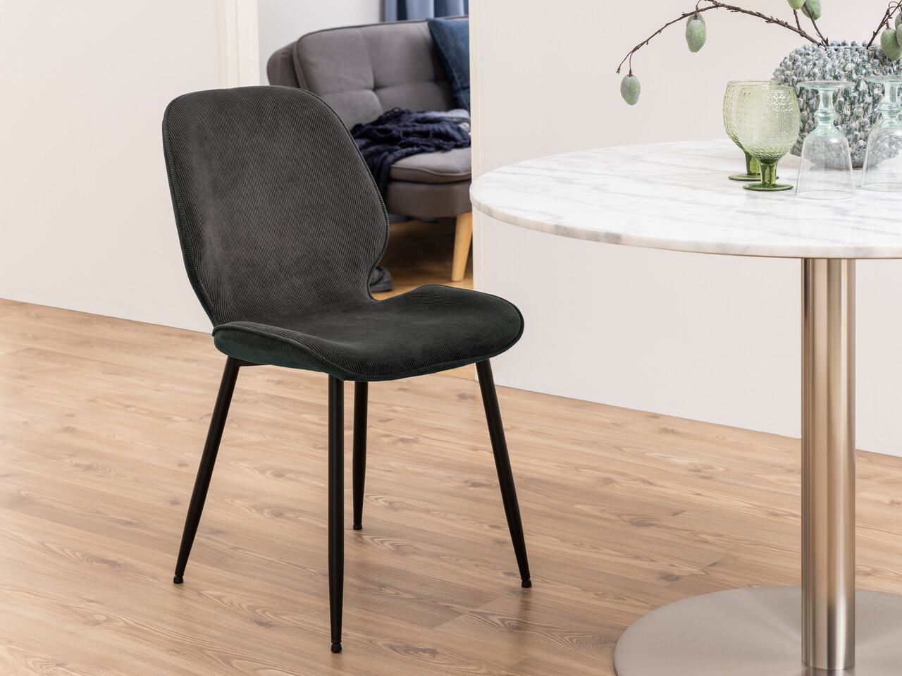 Scaun Femke, Actona, 47.5x57.5x85 cm, tesatura corduroy/otel, antracit - view 6