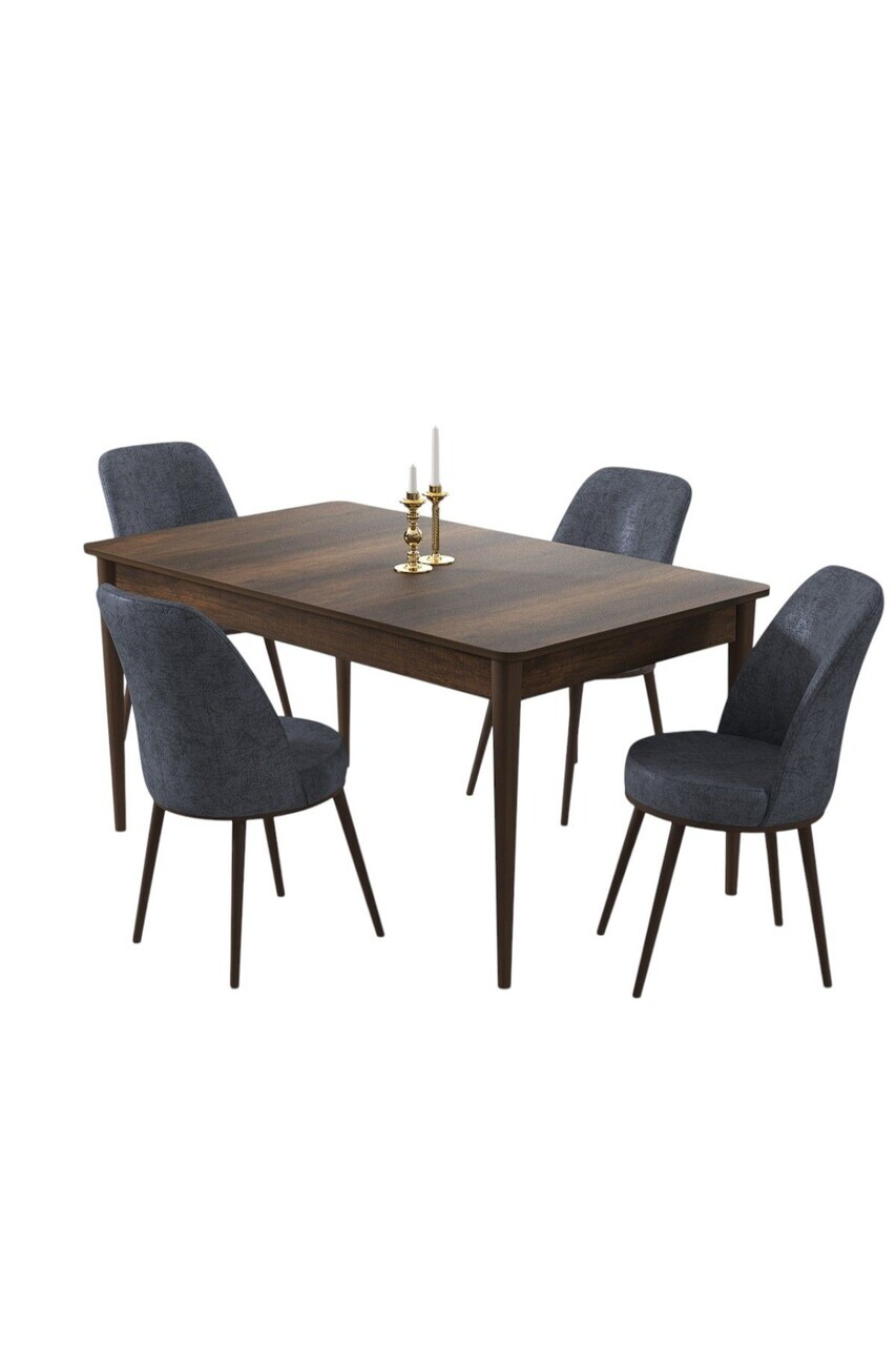 Set masa si scaune (5 piese), Hanah Home, Pir, Model de lemn baroc / Afumat — imaginea 2