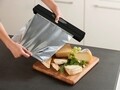 Dispenser pentru folie plastic/aluminiu, Wenko, Perfect Cutter, 32 x 5.2 x 6.7 cm, inox, negru