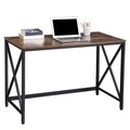 Birou Simple, Vasagle, 115 x 60 x 76 cm, PAL/otel, maro rustic